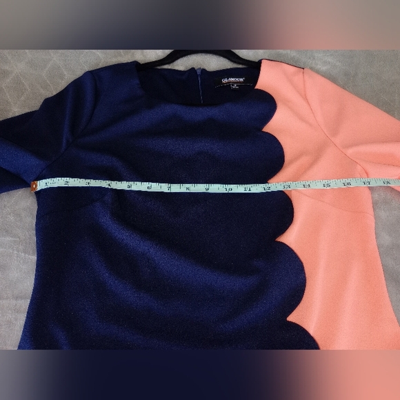 Glamour Navy Blue and Peach Color Sheath Mini Dress Size 10 - Picture 7 of 8